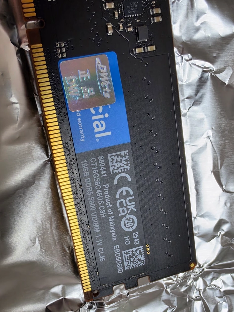 마이크론 Crucial DDR5-5600 CL46 대원씨티에스 (16GB) 팝니다. 이미지