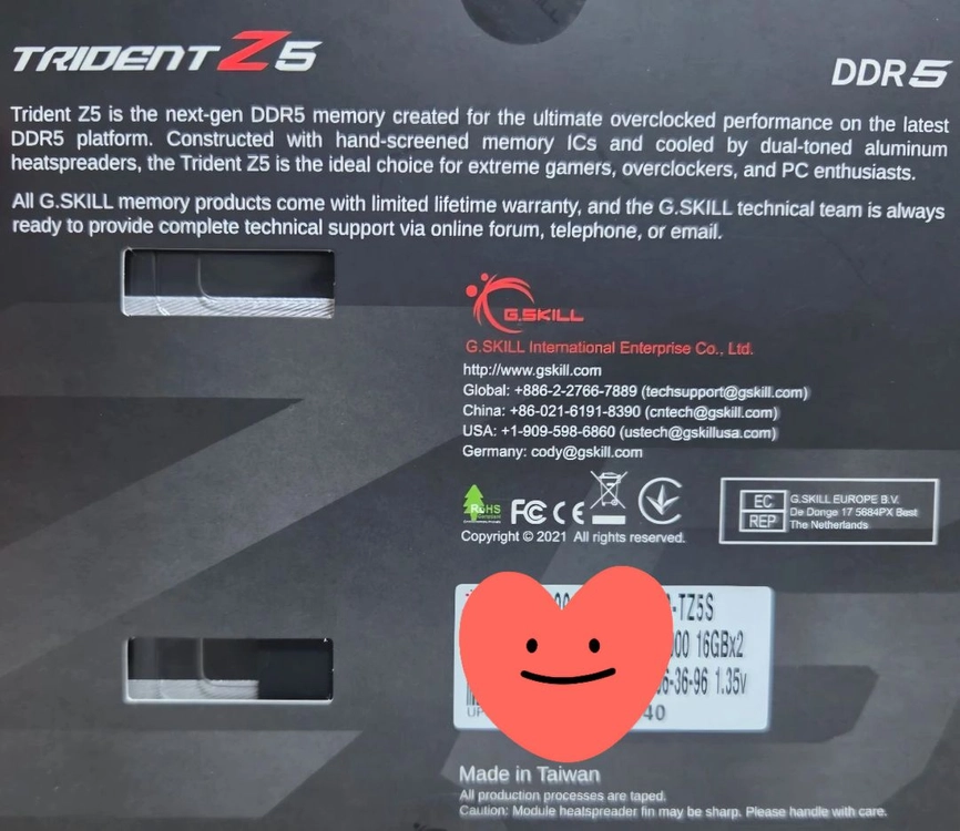 G.SKILL Z5 DDR5 6000Mhz 16x2 32GB 이미지