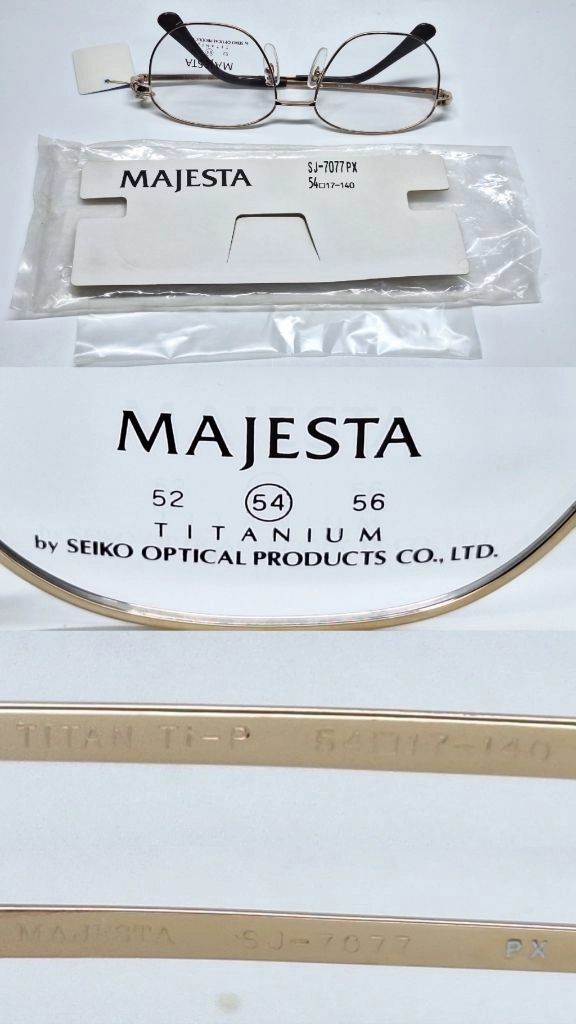 세이코 SEIKO MAJESTA SJ-7077 웰링턴 안경테 54mm 골드 티타늄 일본 빈티지 데드스톡 명품 수입 이미지