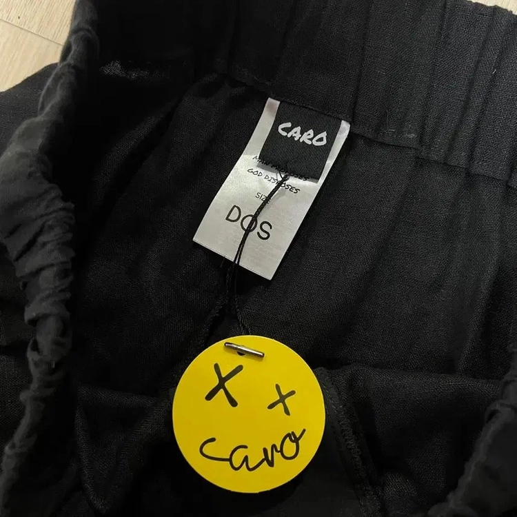 까로 린넨 와이드 팬츠 블랙 XL 여름 밴딩 와이드팬츠 새상품 이미지