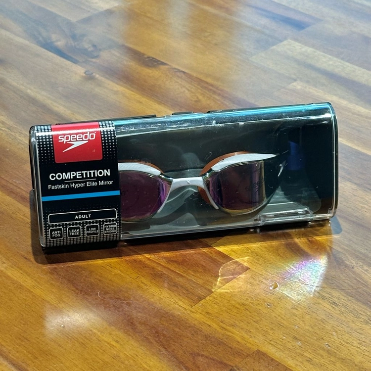 Speedo Fastskin 하이퍼 엘리트 미러 고글 - 블루 플레임 드래곤 파이어 로즈 골드 이미지