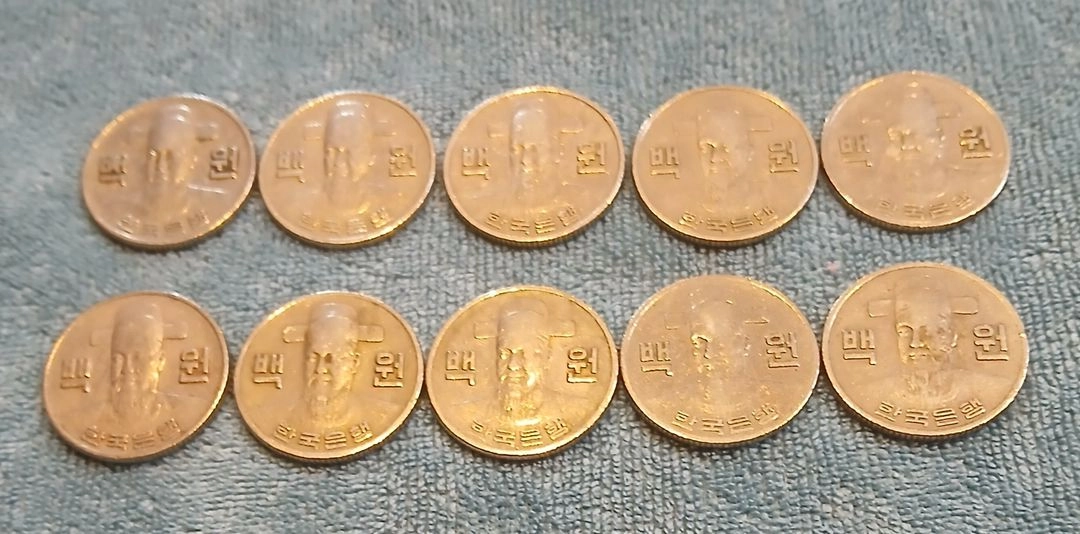 1974년 100원 10개 일괄 이미지
