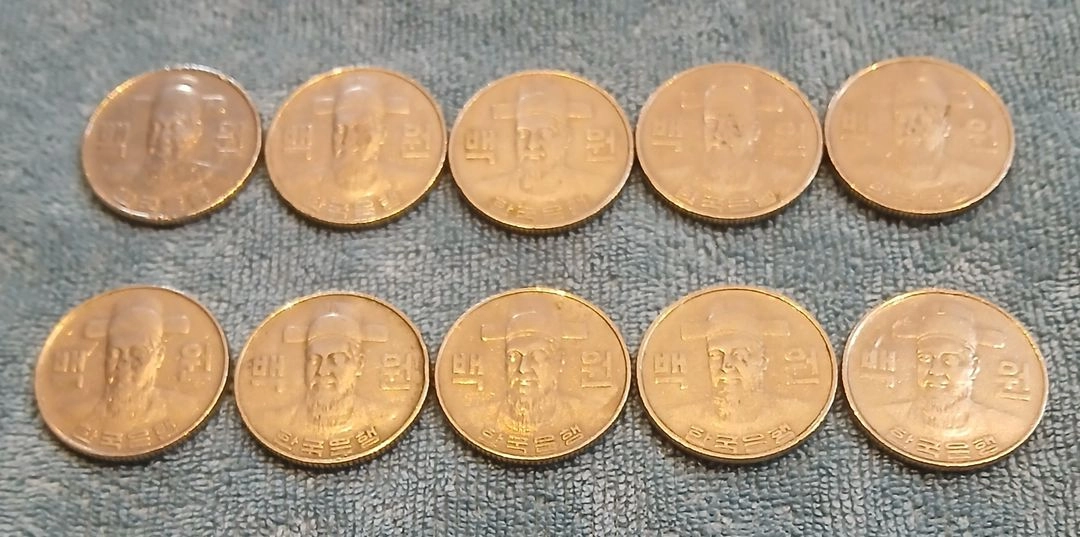1982년 100원 동전 10개일괄 이미지