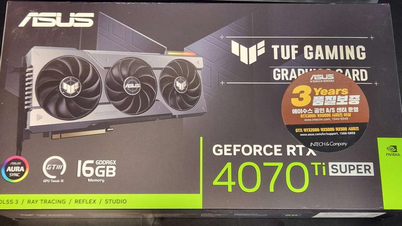 RTX4070TI SUPER 16GB ASUS TUF 게이밍 그래픽 카드 중고 판매 이미지