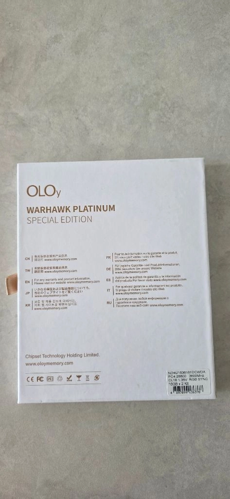 OLOy WarHawk RGB 32GB (2 x 16GB) DDR4 3600 (PC4 28800) 화이트 튜닝 램 이미지