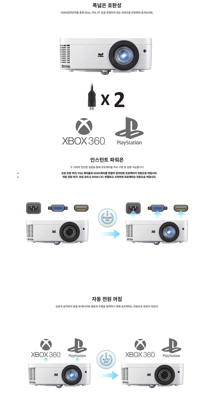 1.5m에서 100인치! 뷰소닉 PX706HD 풀HD 단초점 중고빔프로젝터 이미지