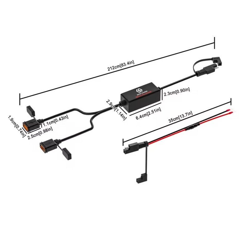 SAE 오토바이 휴대폰 충전기 듀얼 USB QC3.0 고속 충전 이미지