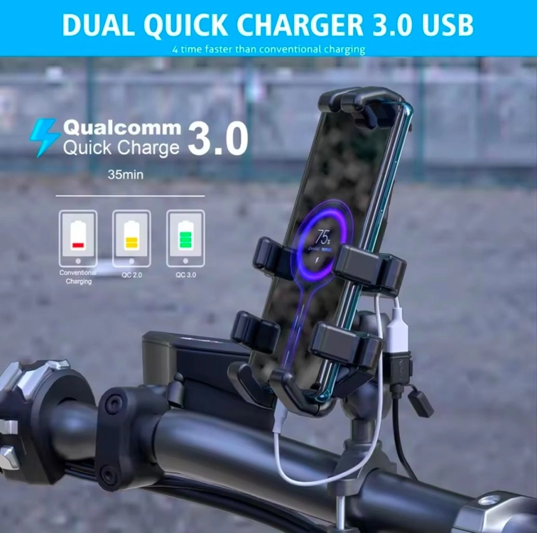 SAE 오토바이 휴대폰 충전기 듀얼 USB QC3.0 고속 충전 이미지