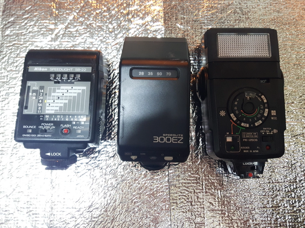 [3개일괄] 니콘 SB-22/캐논 300EZ/내셔널 PE-250S 필름카메라용 (플래쉬)스피드라이트 이미지