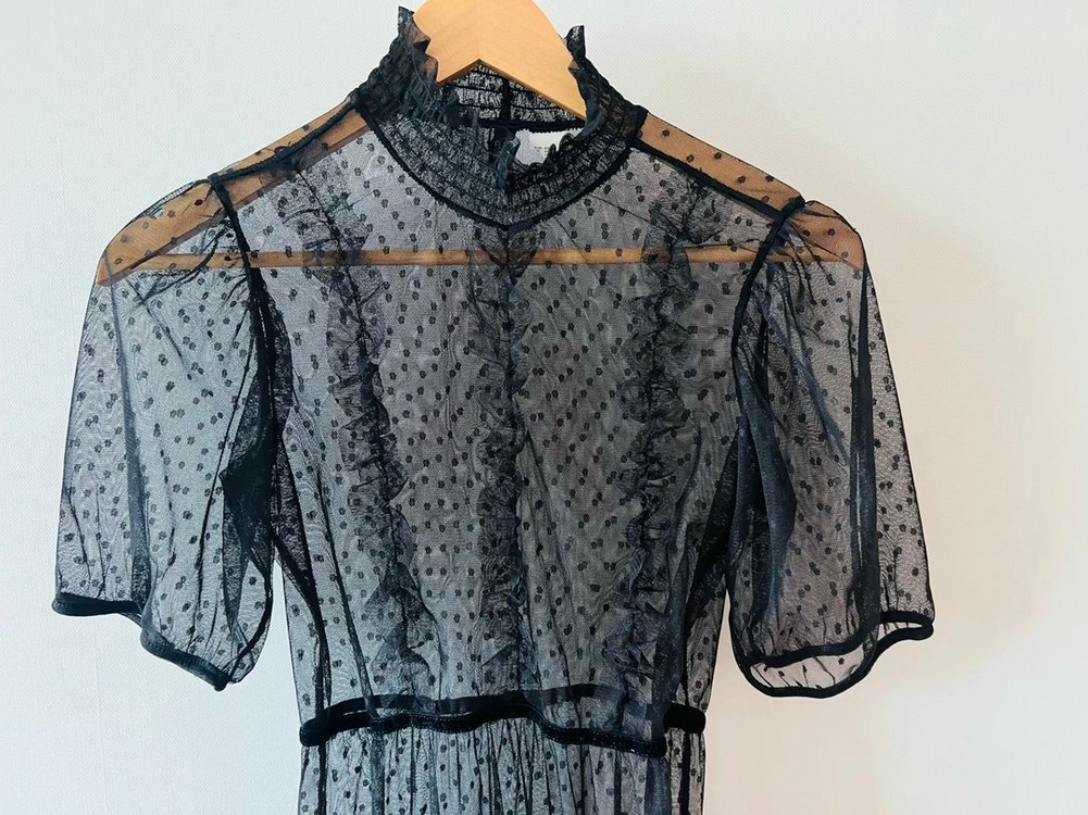 [정품] H&M DIVIDED 블랙 도트 시스루 원피스 XS사이즈 이미지
