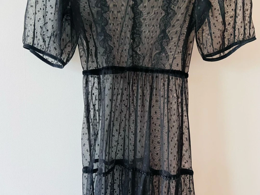 [정품] H&M DIVIDED 블랙 도트 시스루 원피스 XS사이즈 이미지
