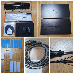 키보드+마우스+사운드바+모니터스탠드+캡처보드+랜케이블+m.2 ssd 방열판+써멀패드,십자드라이버,케이블타이 일괄 이미지