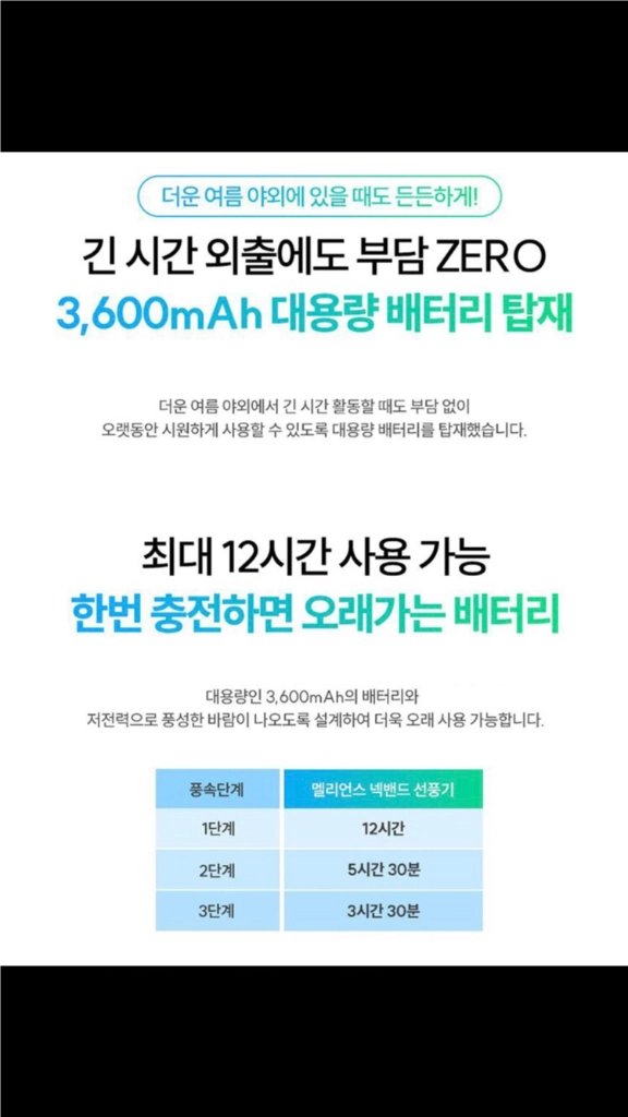 무선 쿨링 넥밴드 휴대용 선풍기(미개봉 새상품) 이미지