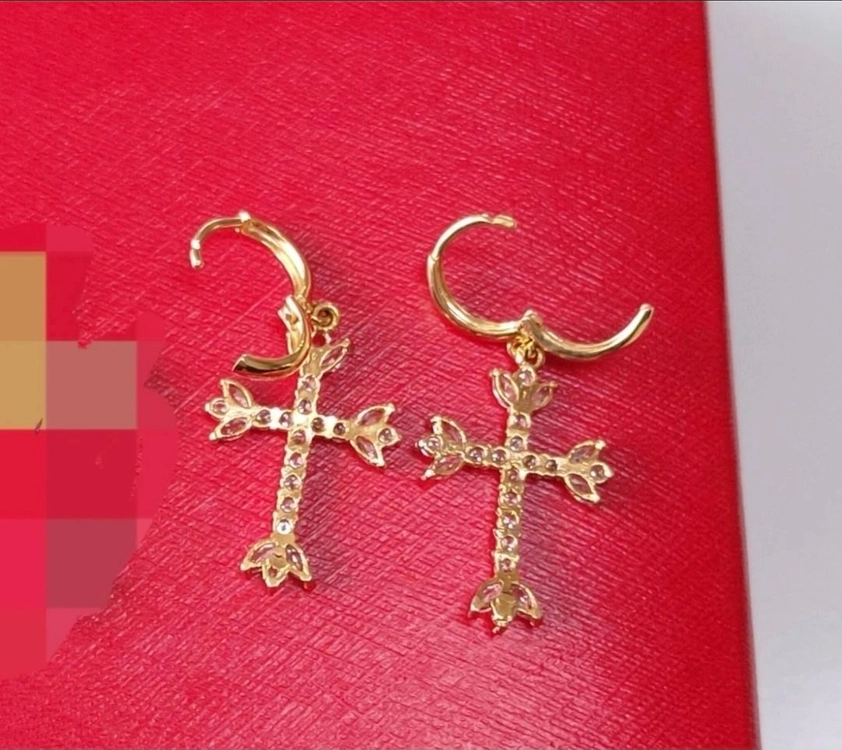 14K 큐빅 십자가 원터치 귀걸이 (새상품) 이미지