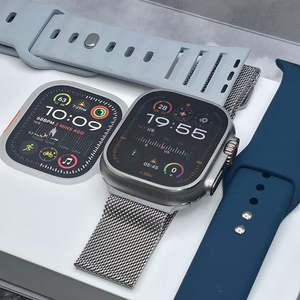 애플워치 울트라2 49mm 내추럴 티타늄 배터리97% 풀박스 밀레니즈루프 스포츠밴드 스트랩 풀구성 이미지