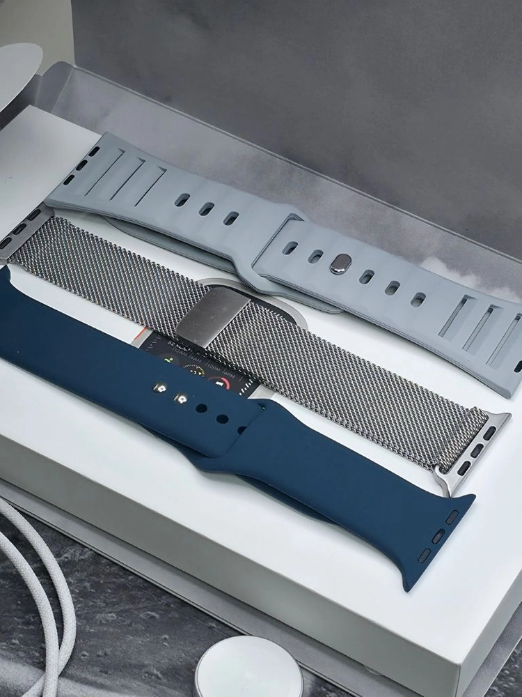 애플워치 울트라2 49mm 내추럴 티타늄 배터리97% 풀박스 밀레니즈루프 스포츠밴드 스트랩 풀구성 이미지