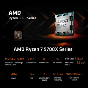 [정품/제이씨현] AMD 라이젠 7 9700X AM5 CPU 이미지