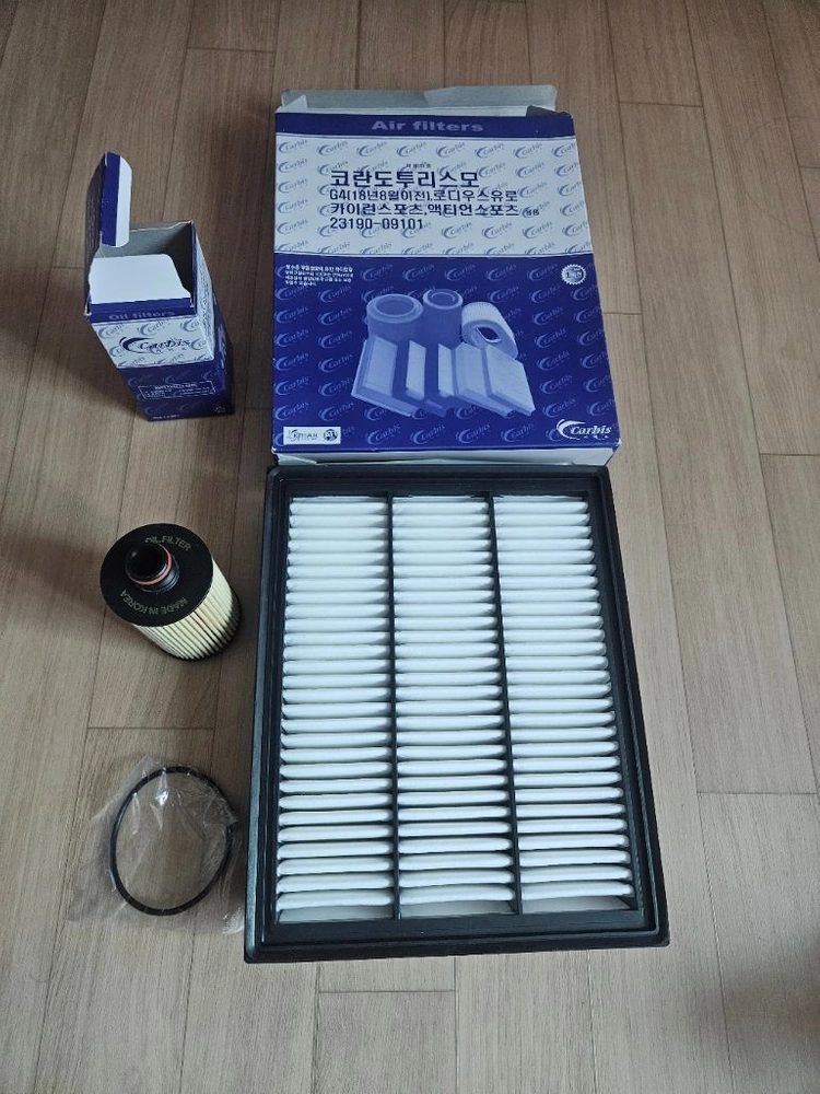 G4렉스턴 엔진 에어필터 오일필터/순정 리어 링크 팝니다. 이미지