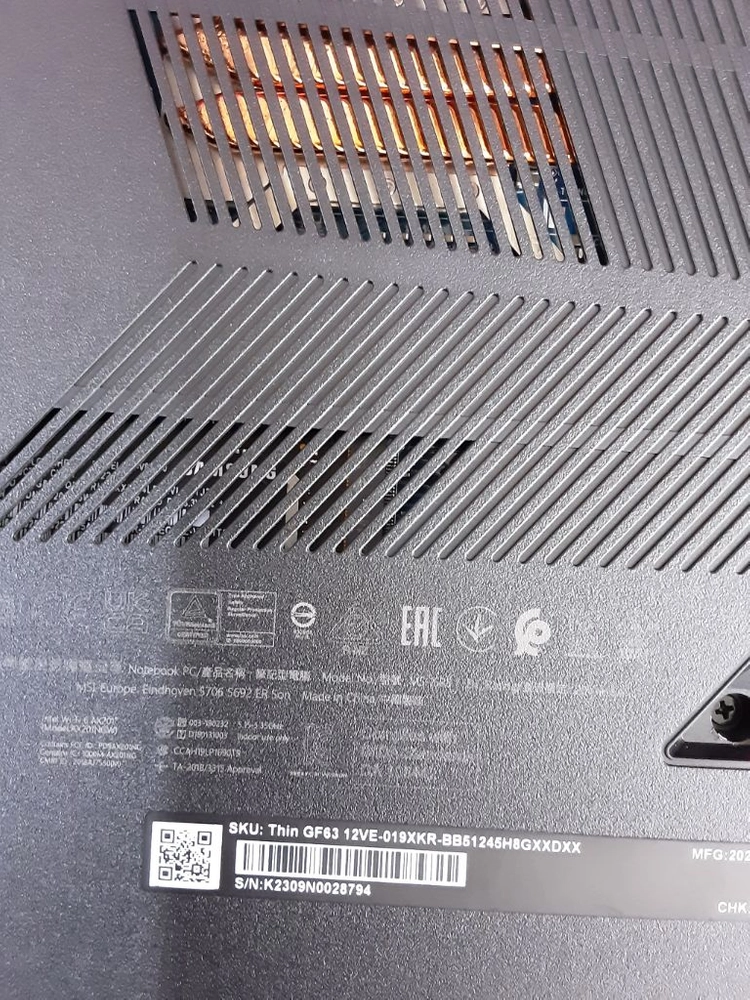 MSI Thin GF63 12VE i5-12세대 RTX4050 RAM16G SSD 1TB 급처분 급매 144Hz 이미지
