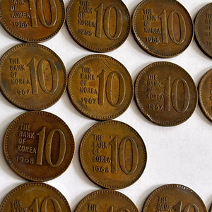 (희귀년도만) 한국은행 10원 50원 100원 동전 1966/1967/1968/1969/1970년 이미지