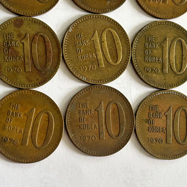 (희귀년도만) 한국은행 10원 50원 100원 동전 1966/1967/1968/1969/1970년 이미지