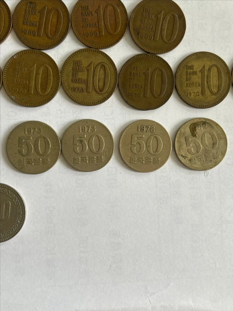 (희귀년도만) 한국은행 10원 50원 100원 동전 1966/1967/1968/1969/1970년 이미지