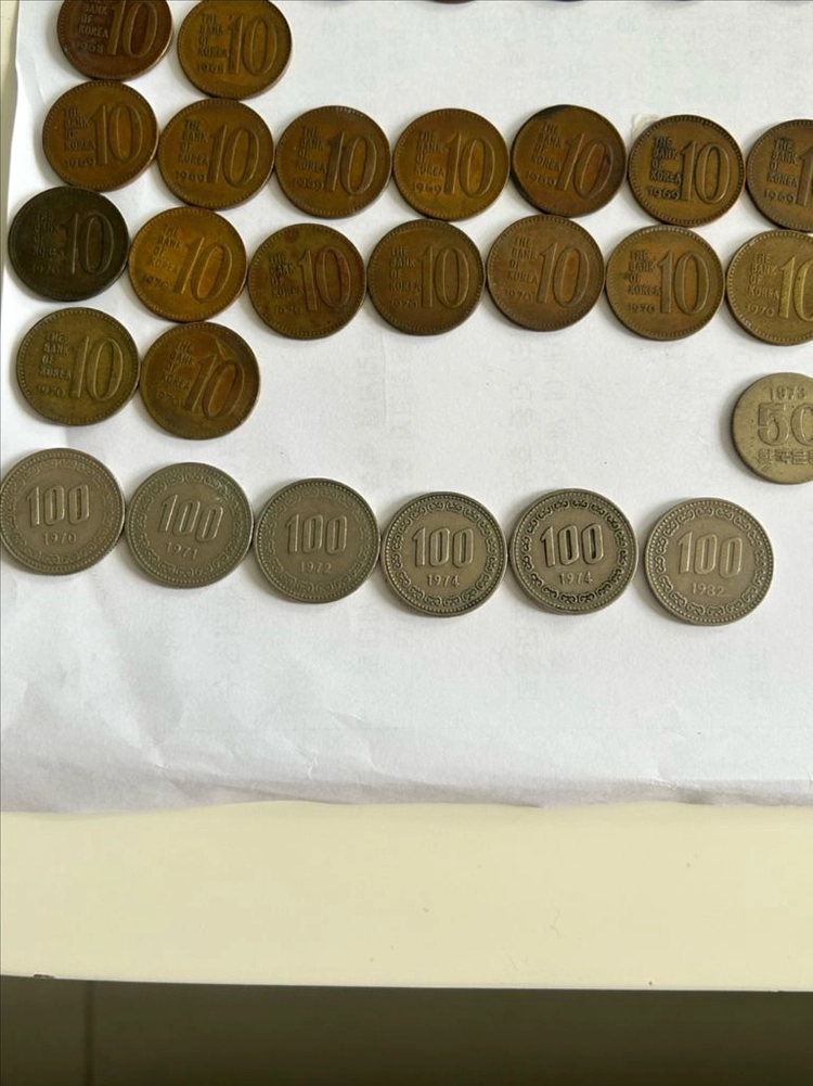 (희귀년도만) 한국은행 10원 50원 100원 동전 1966/1967/1968/1969/1970년 이미지