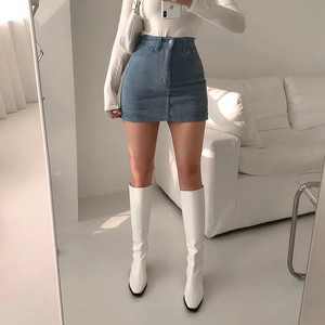 소라 골덴 미니 스커트 치마 코듀로이 S 스카이블루 하늘 트임 [옷] 이미지
