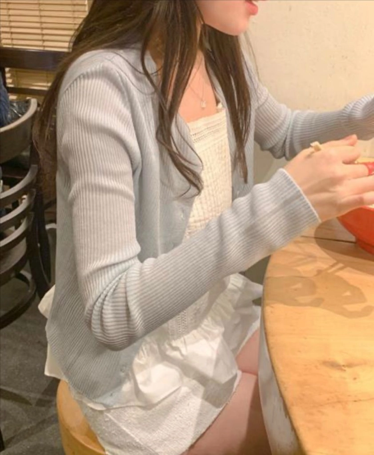 잇모멘텀 리베르 골지 가디건(시모어 도매택 이브가디건 동일) 소라색 이미지