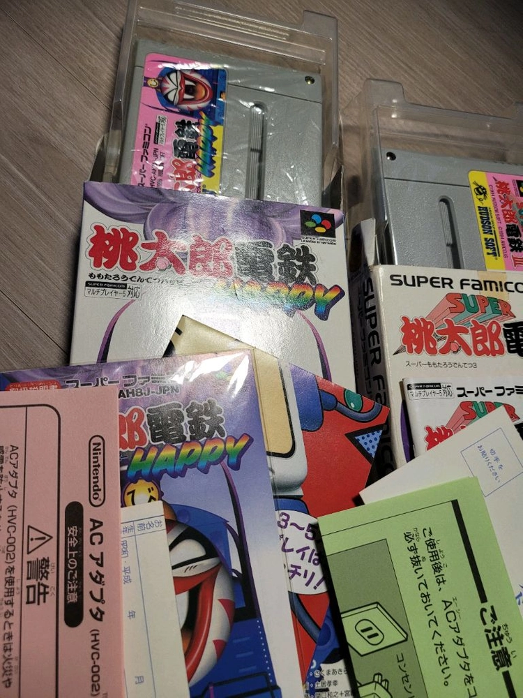 도태랑전철3 도태랑전철해피 신도태랑전설 슈퍼패미콤 sfc 팩 3개 팔아요.사진과 같아요.. 상태는 좋아요.. 이미지