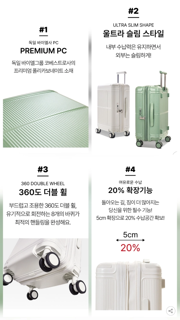 브라이튼 벤트너 20인치 확장 기내용 캐리어 새상품 이미지