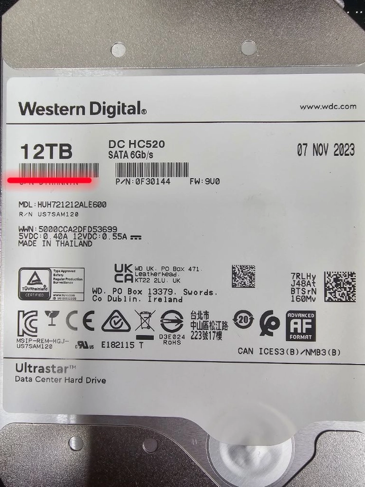Western Digital 12TB DC HC520 SATA HDD(중고) - 안심되는 중고거래