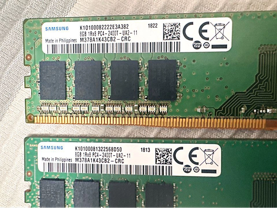 (A급) 삼성 DDR4 8GB PC4-2400T(단면) 2개 (총16GB) + 장우 램 방열판(실버) 2개 일괄 이미지