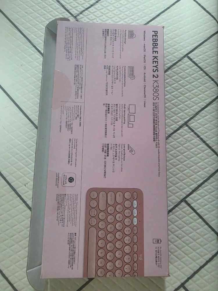 로지텍 K380S 핑크 블루투스 키보드 이미지