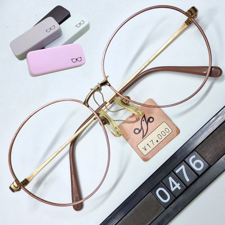 키키 KIKI 안경테 52mm 핑크 칠보 골드 일본 빈티지 데드스톡 수입 패션 아이웨어 클래식 레트로 복고 아메카지 이미지