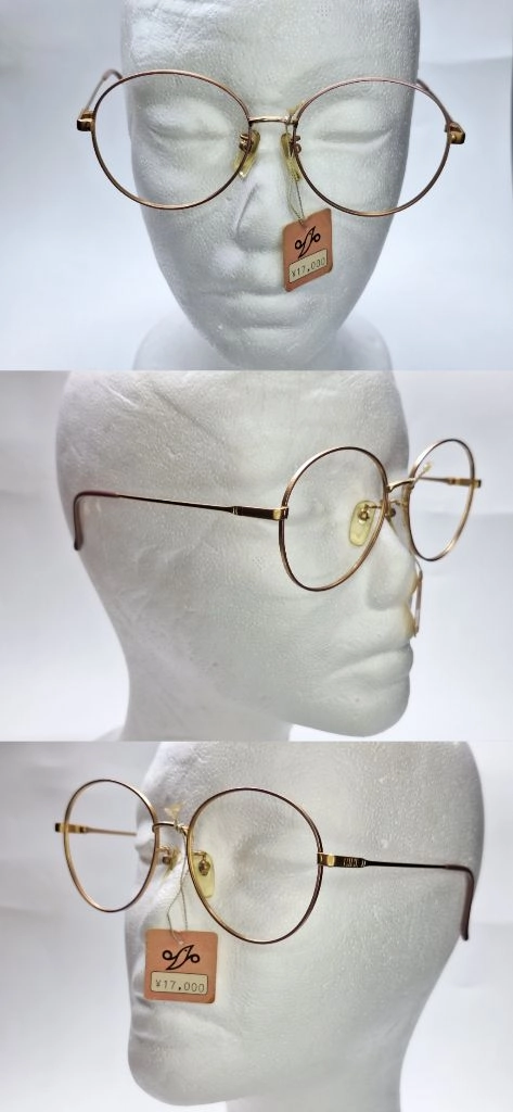 키키 KIKI 안경테 52mm 핑크 칠보 골드 일본 빈티지 데드스톡 수입 패션 아이웨어 클래식 레트로 복고 아메카지 이미지