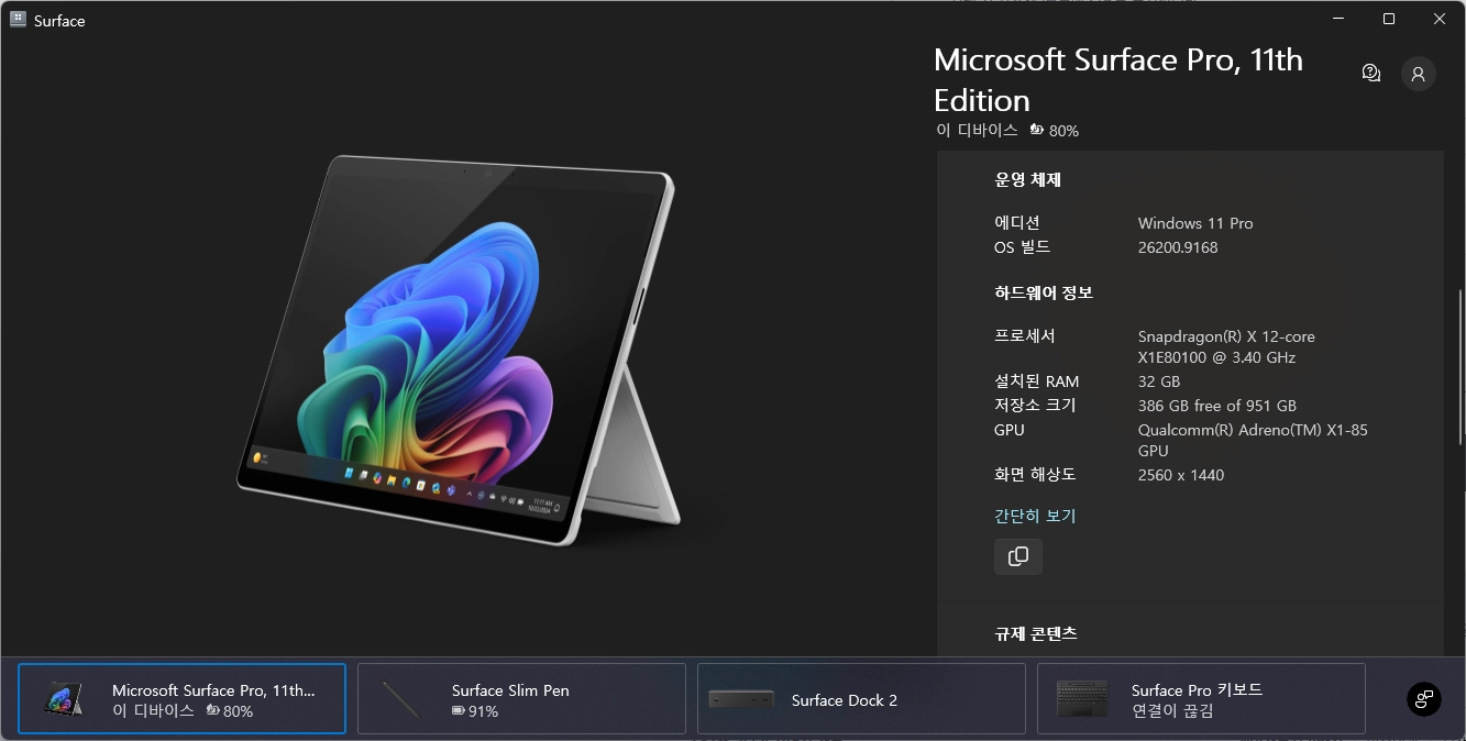 서피스 프로 11 32GB 1TB 이미지