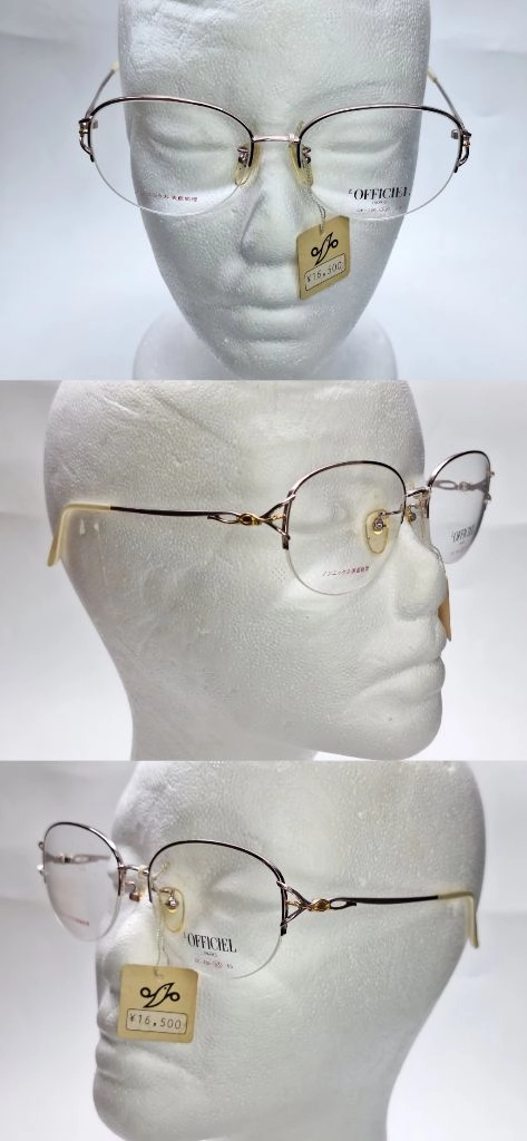 로피시엘 LOFFICIEL OF-736 안경테 53mm 반무테 티타늄 일본 빈티지 데드스톡 레트로 복고 아메카지 이미지