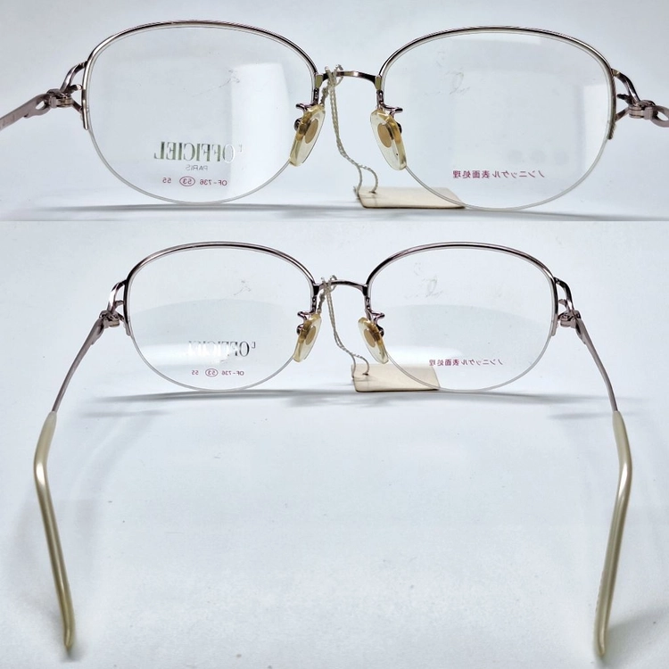 로피시엘 LOFFICIEL OF-736 안경테 53mm 반무테 티타늄 일본 빈티지 데드스톡 레트로 복고 아메카지 이미지