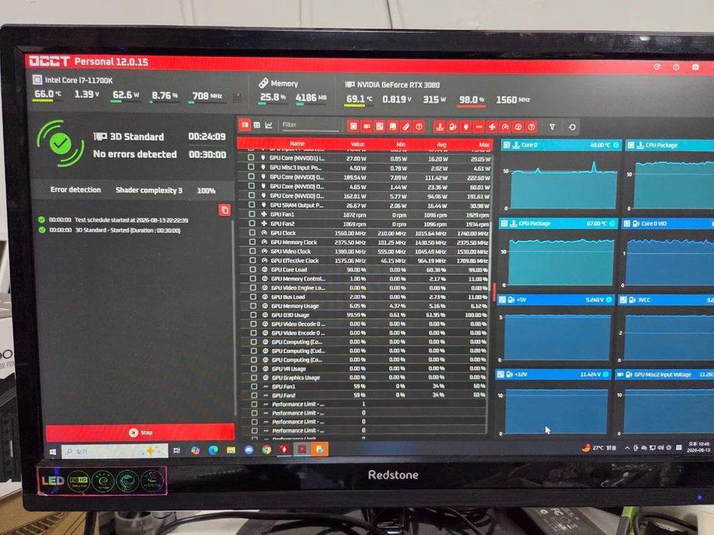 [직거래] 갤럭시 GALAX 지포스 RTX 3080 SG 10GB (서멀 재도포 완료 / OCCT 과부하 테스트 통 이미지