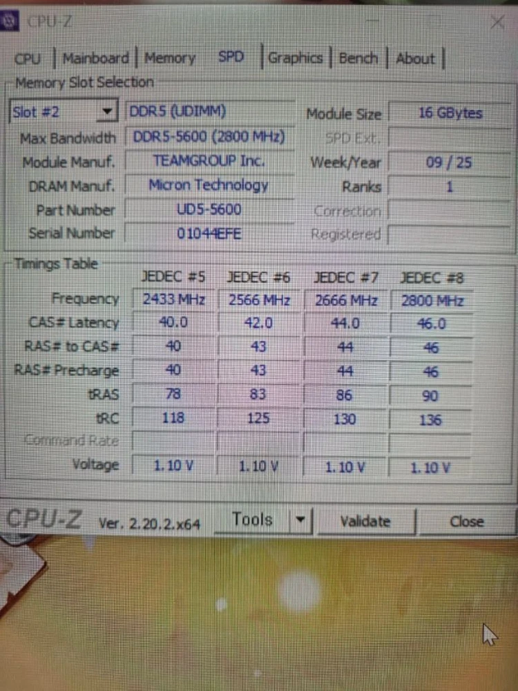 팀그룹 ddr5 16gb 5600 cl46 한장 팝니다 이미지