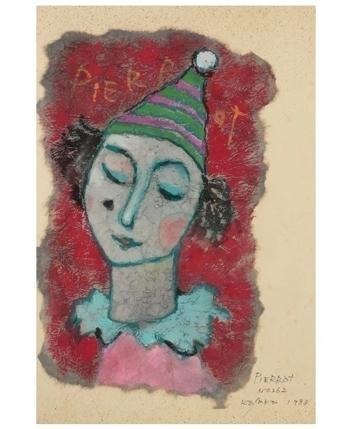삐에로 유화그림 이미지