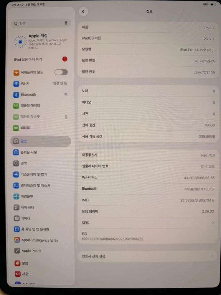 아이패드 프로 13 M5 셀룰러 256GB 이미지