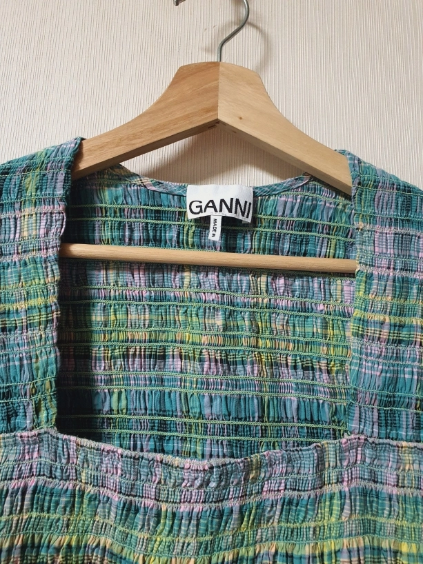 가니 GANNI 볼륨슬리브 스모킹 스퀘어넥 블라우스 탑 34 사이즈 정품 이미지