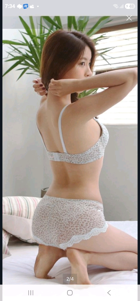 2종*블루 쉬폰 진주브래지어 75C 레이스 팬티 90S 이미지