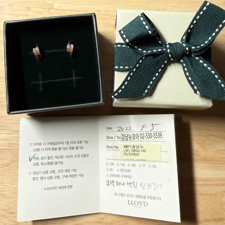 데일리 링 귀걸이 - 로이드 메탈 볼륨 14k 귀걸이 (핑크골드 색상) 이미지