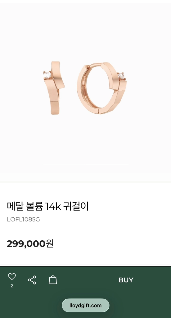 데일리 링 귀걸이 - 로이드 메탈 볼륨 14k 귀걸이 (핑크골드 색상) 이미지