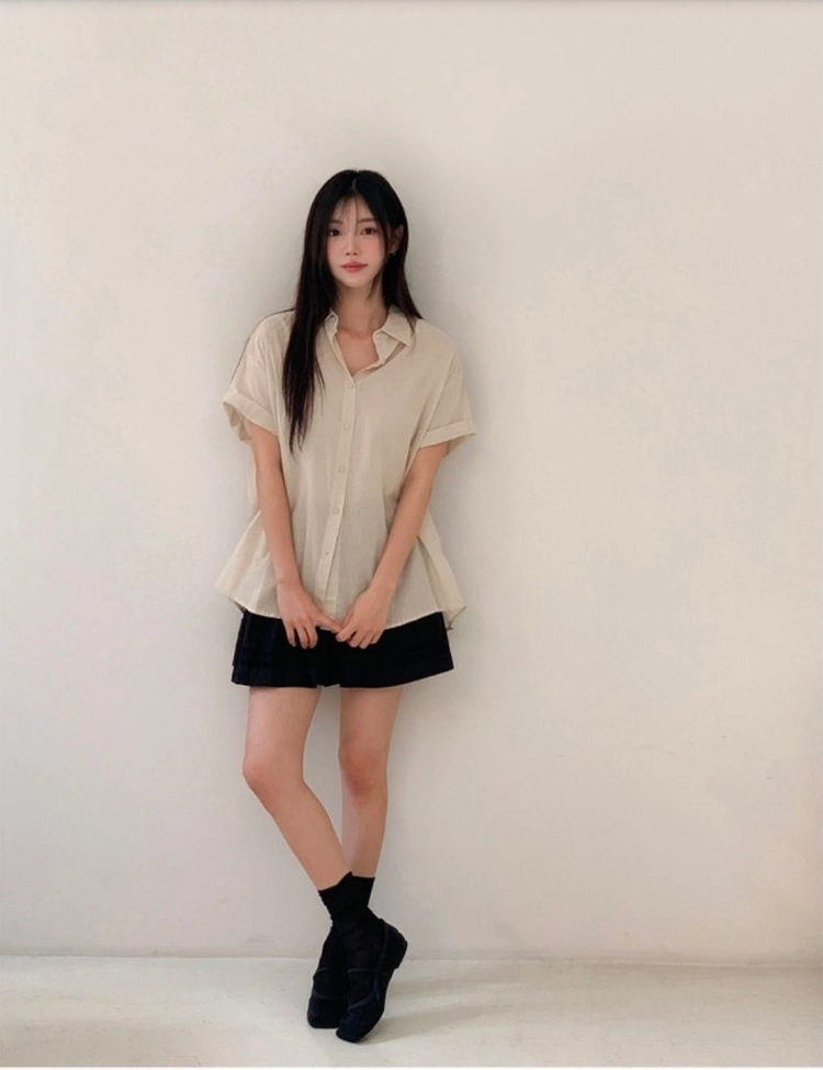케이클럽 MADE 하모니 썸머 스트라이프 오버핏 반팔 셔츠 베이지 S 여름 루즈핏 데일리 이미지