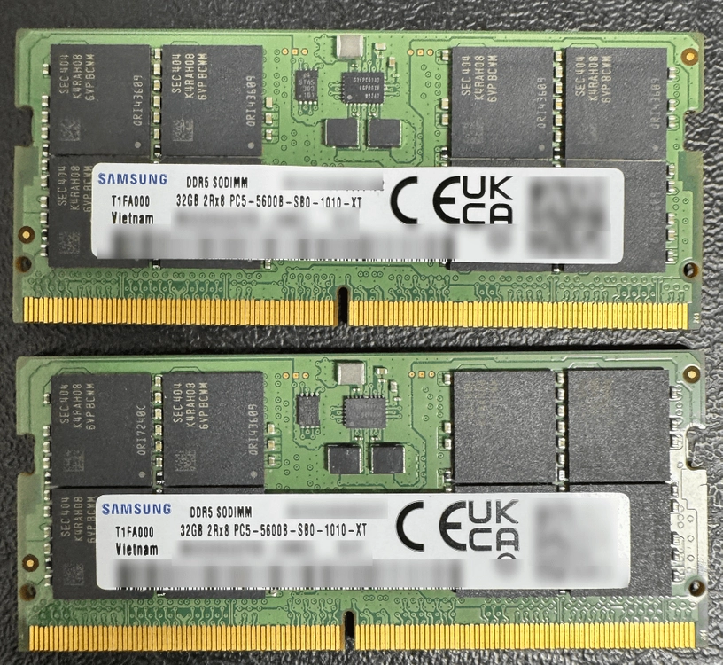 삼성전자 DDR5 5600 노트북 램 32GB * 2EA 일괄 판매합니다. (정품 구매) - 안심되는 중고거래