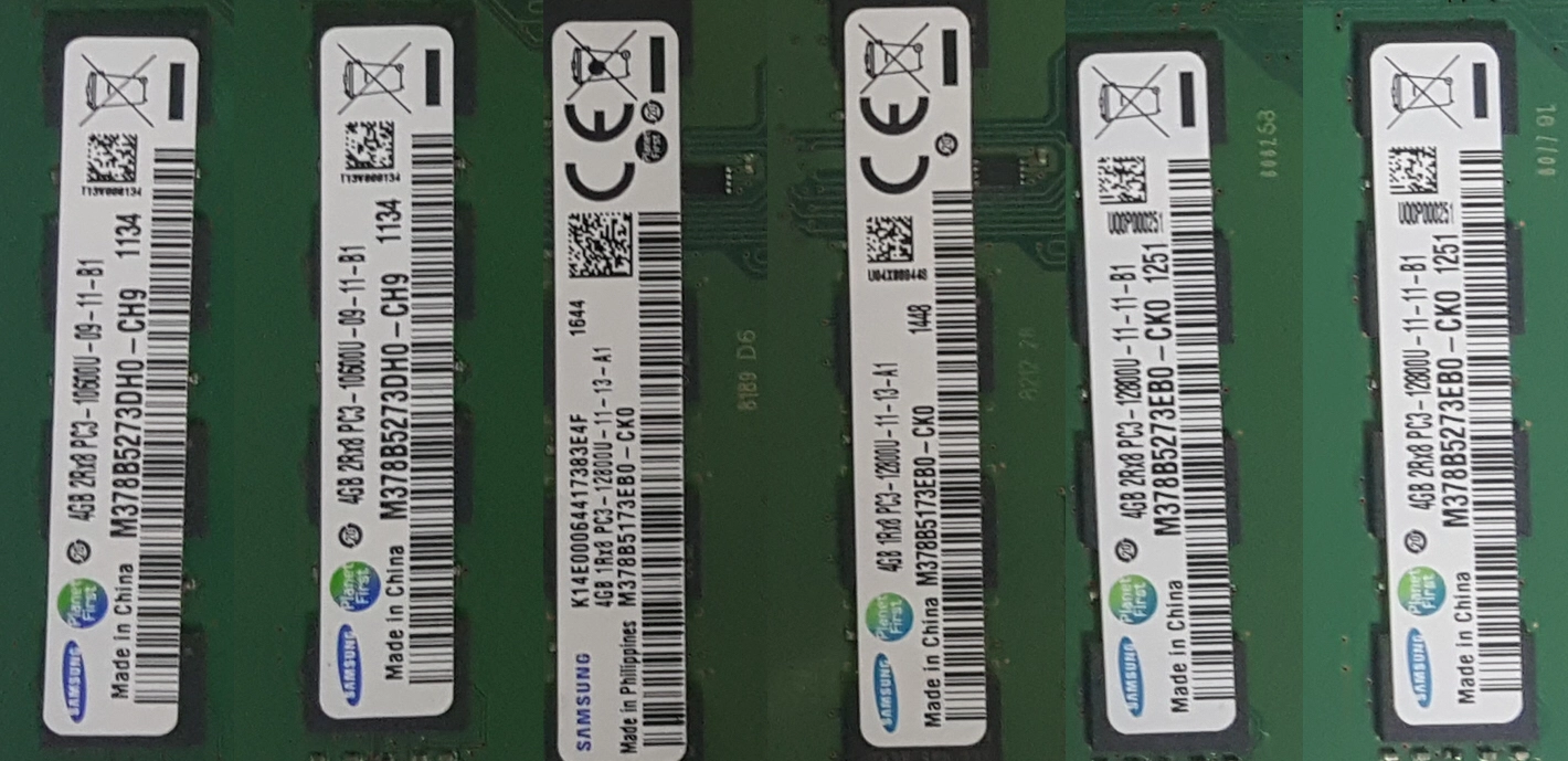 삼성 램 DDR3 4GB 6개 PC3-10600U 2개 PC3-12800U 4개 이미지